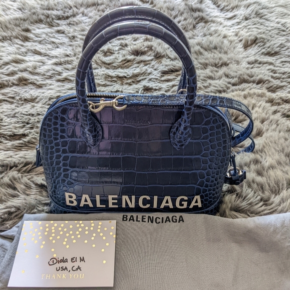 🛍️SOLD🛍️ Balenciaga Small Ville in Blue Croc embossed. - Picture 4 of 14